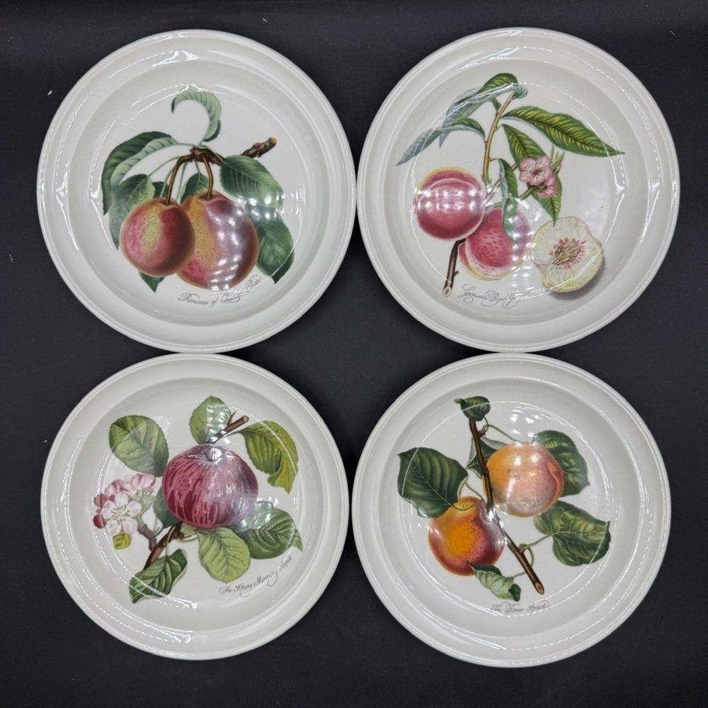 Set Of 4 Portmeirion Pomona  Goddess of Fruits Salad Plates 8 1/2" Apple Peach